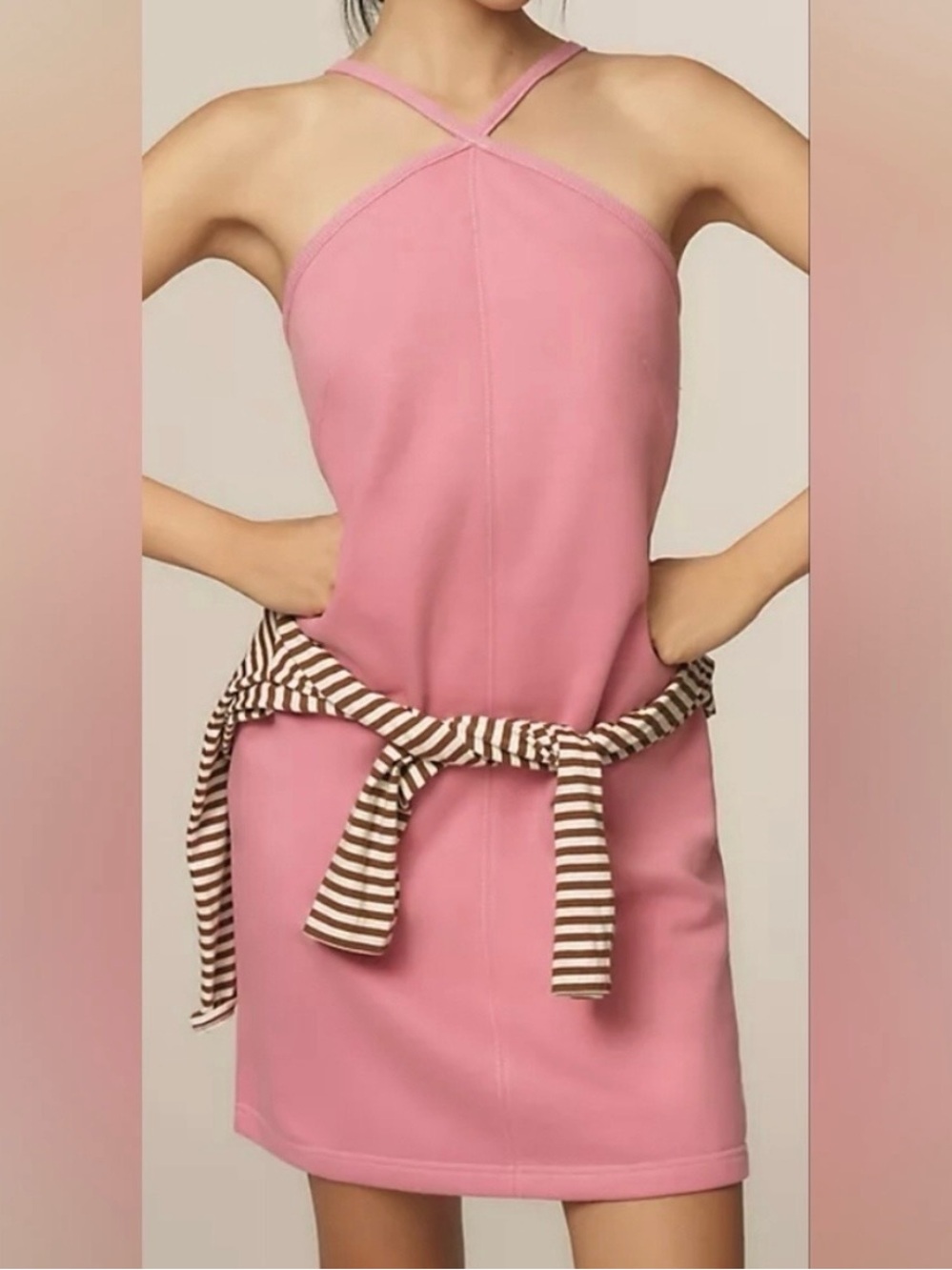Anthropologie Daily Practice Pink Cross-Strap Mini Dress